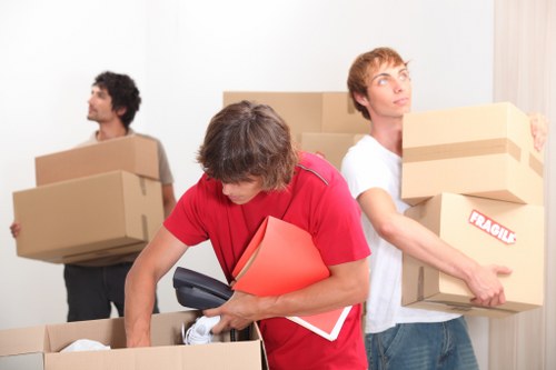 Packed household items ready for transport during a South Harrow house move